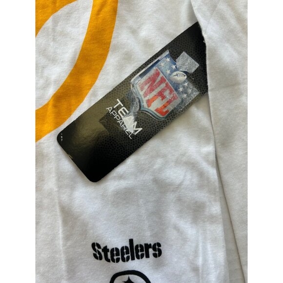 NFL Team Apparal Steelers Youth 10 12 Long Sleeve T Shirt White Cotton Top New - Picture 6 of 8